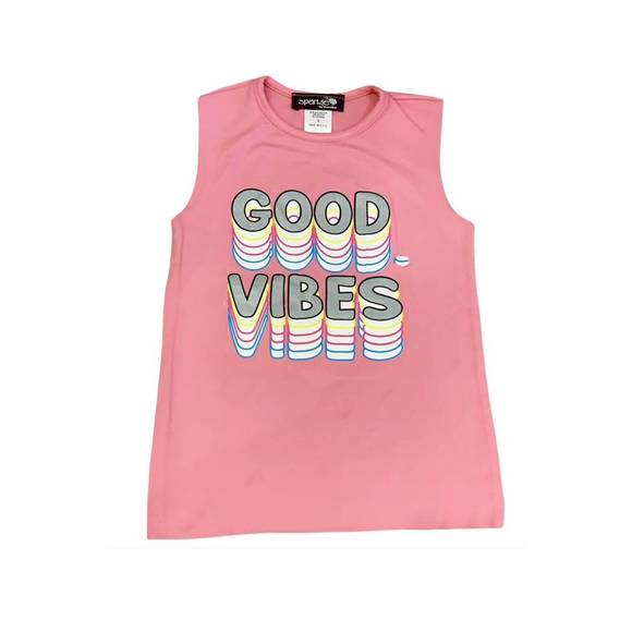 NEW SPARKLE BY STOOPHER good vibes stack tank in pink - Picture 2 of 2